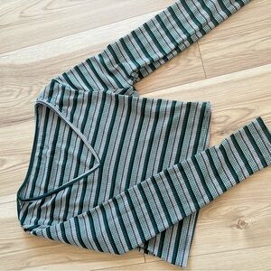 SHEFIT Green and White Striped Top